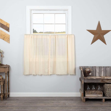 Tobacco Cloth Natural Tier Fringed Set of 2 L36xW36 - The Fox Decor